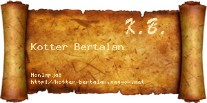 Kotter Bertalan névjegykártya